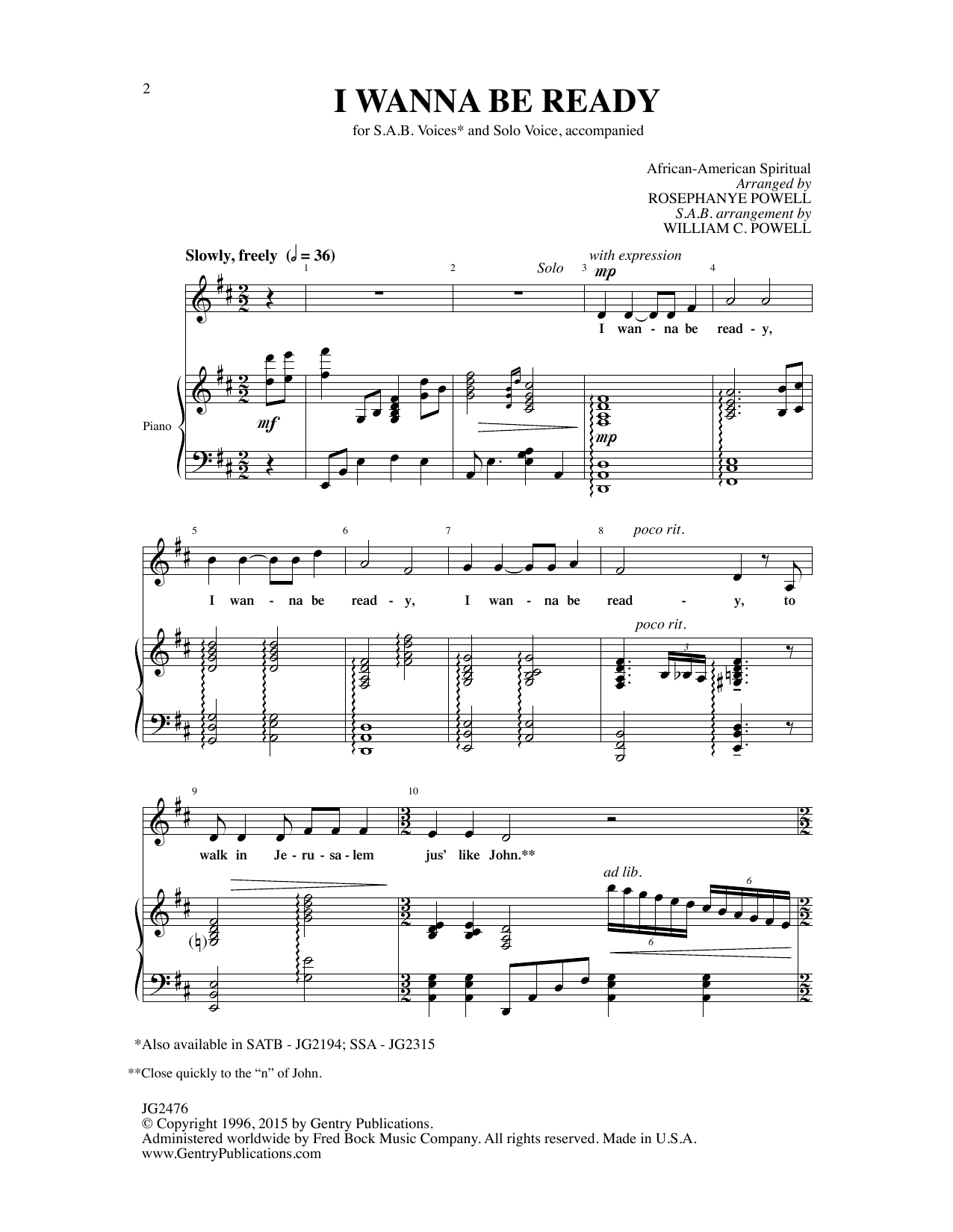Download African-American Spiritual I Wanna Be Ready (arr. William C. Powell) Sheet Music and learn how to play SAB Choir PDF digital score in minutes