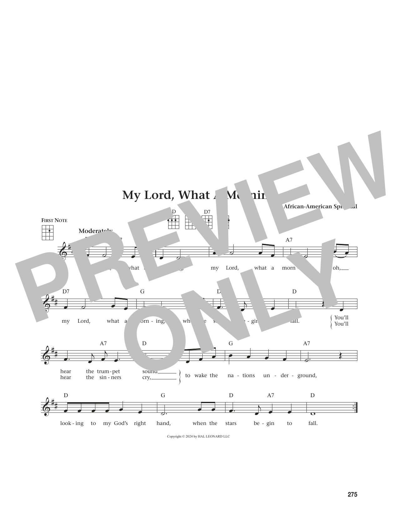 Download African American Spiritual My Lord, What A Morning (from The Daily Ukulele) (arr. Jim Beloff) Sheet Music and learn how to play Ukulele PDF digital score in minutes