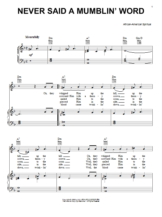 Download African-American Spiritual Never Said A Mumblin' Word (He Never Said A Mumblin' Word) Sheet Music and learn how to play Ukulele PDF digital score in minutes
