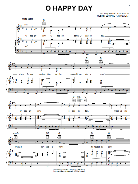 Download African-American Spiritual O Happy Day Sheet Music and learn how to play Piano, Vocal & Guitar (Right-Hand Melody) PDF digital score in minutes