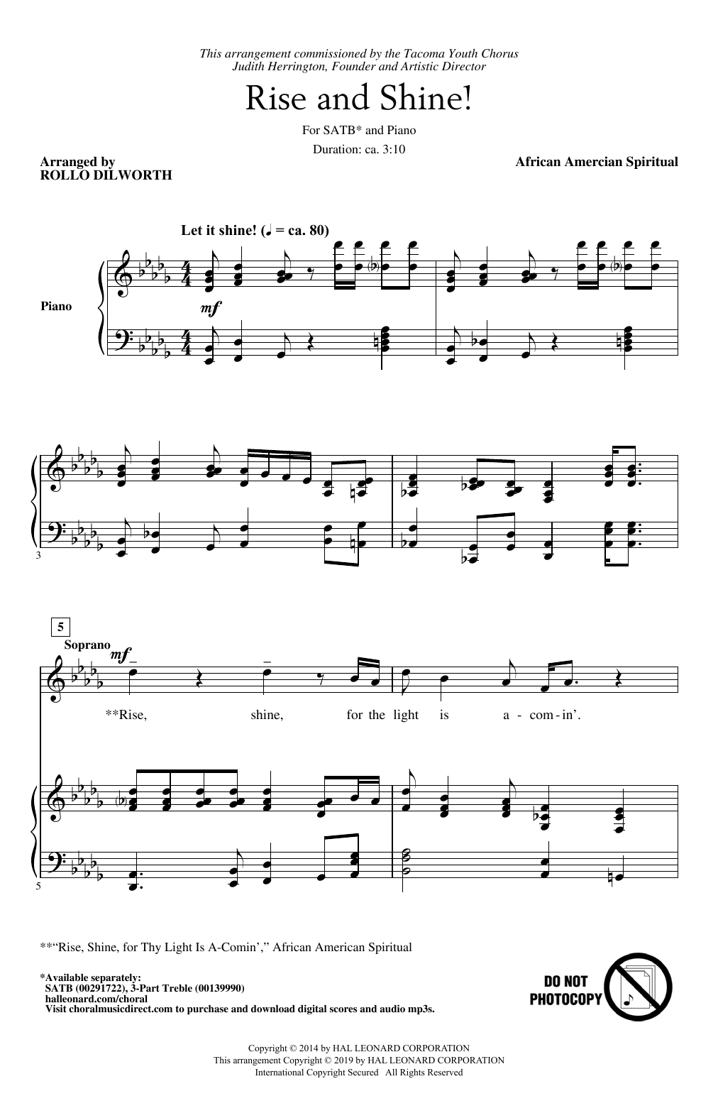 Download African-American Spiritual 'Rise And Shine! (arr. Rollo Dilworth) Sheet Music and learn how to play SATB Choir PDF digital score in minutes