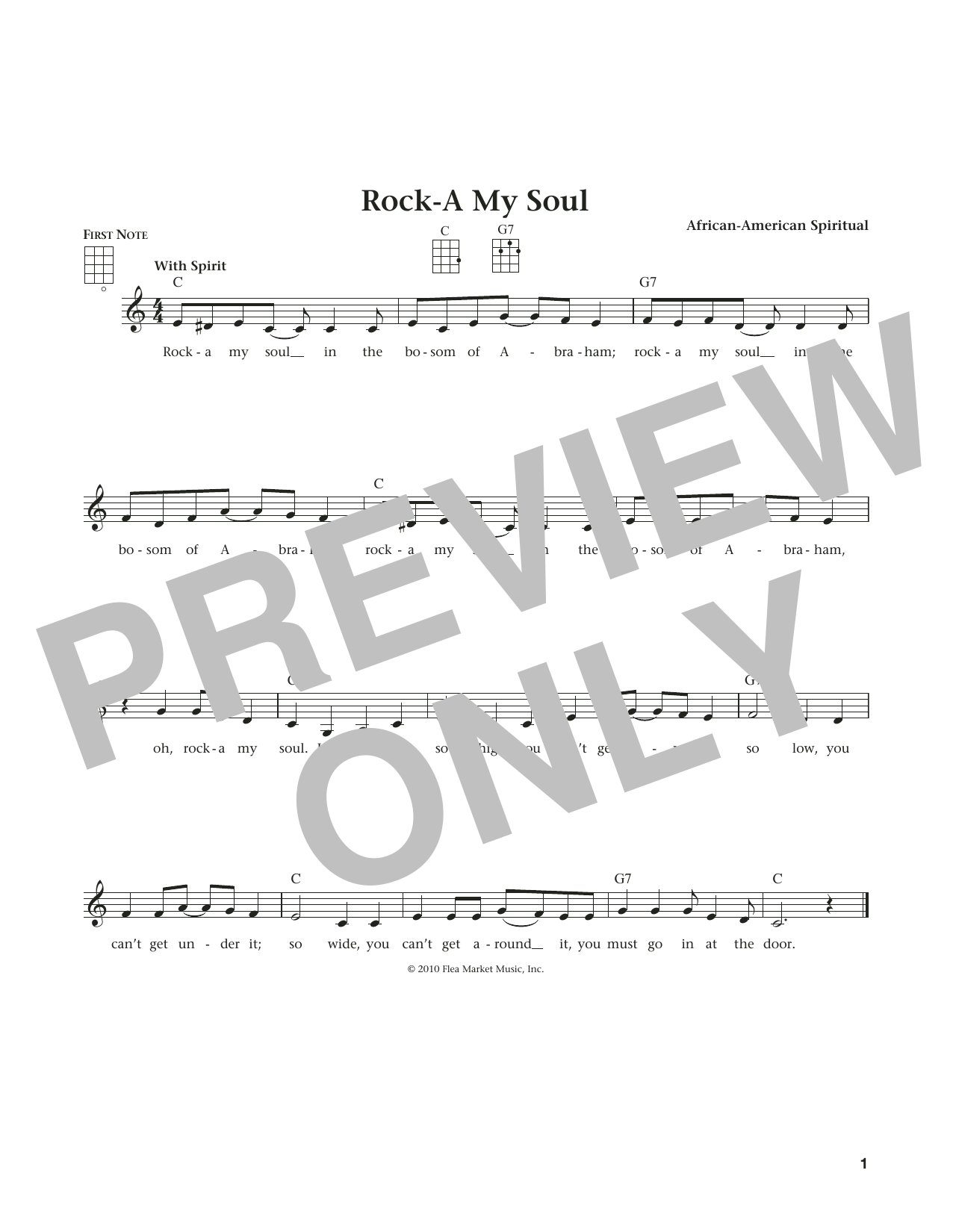 Download African-American Spiritual Rock-A-My Soul Sheet Music and learn how to play Ukulele PDF digital score in minutes