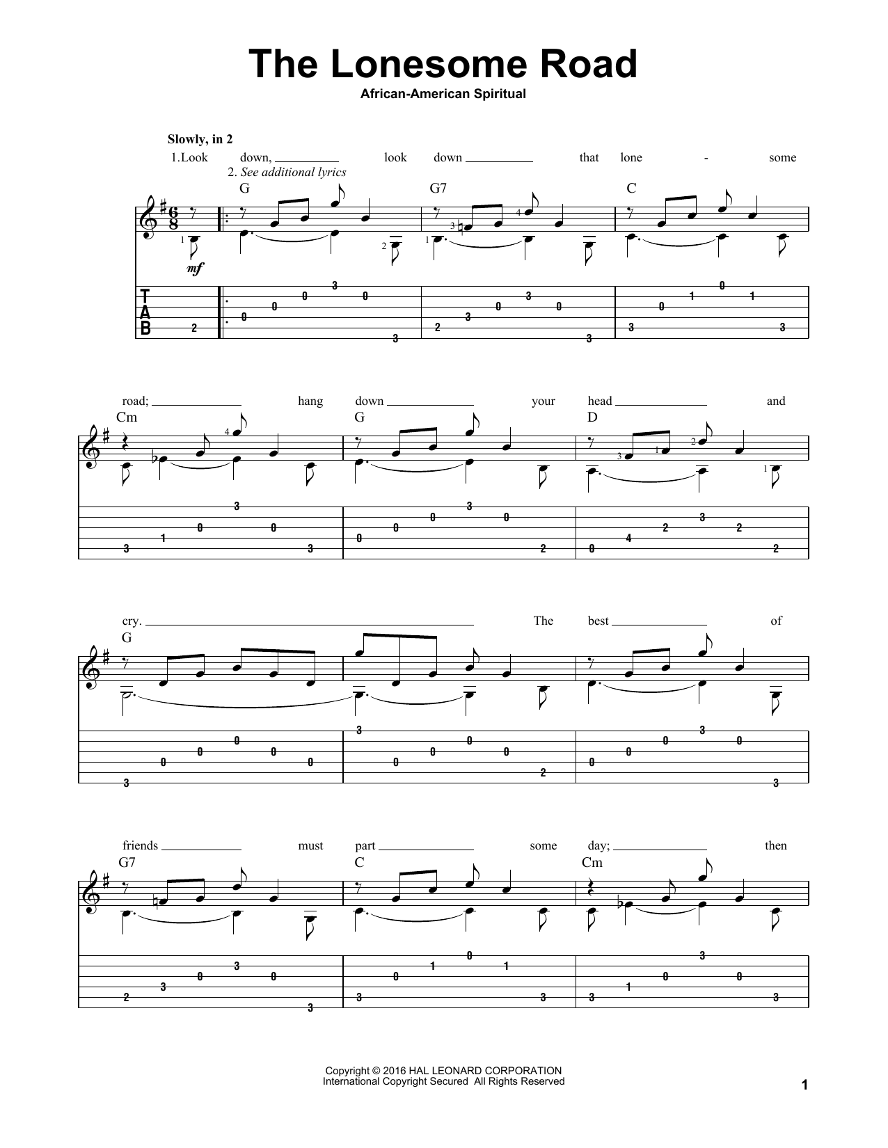 Download Mark Phillips The Lonesome Road Sheet Music and learn how to play Guitar Tab PDF digital score in minutes