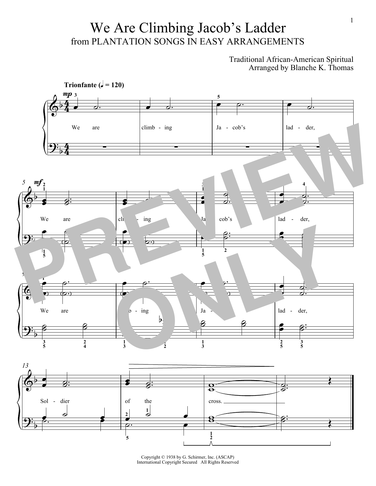 Download African-American Spiritual We Are Climbing Jacob's Ladder Sheet Music and learn how to play Piano Solo PDF digital score in minutes