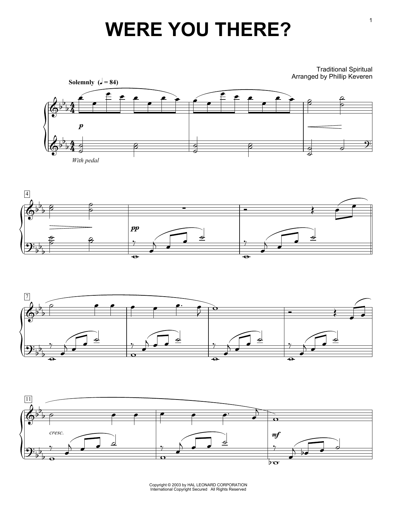 Download African-American Spiritual Were You There? Sheet Music and learn how to play Piano PDF digital score in minutes