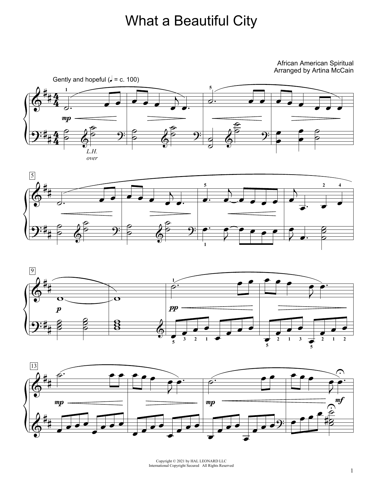Download African American Spiritual What A Beautiful City (arr. Artina McCain) Sheet Music and learn how to play Educational Piano PDF digital score in minutes