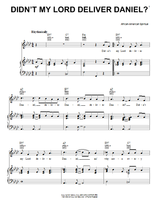 Download Traditional Spiritual Sheet Music and learn how to play Piano, Vocal & Guitar (Right-Hand Melody) PDF score in minutes