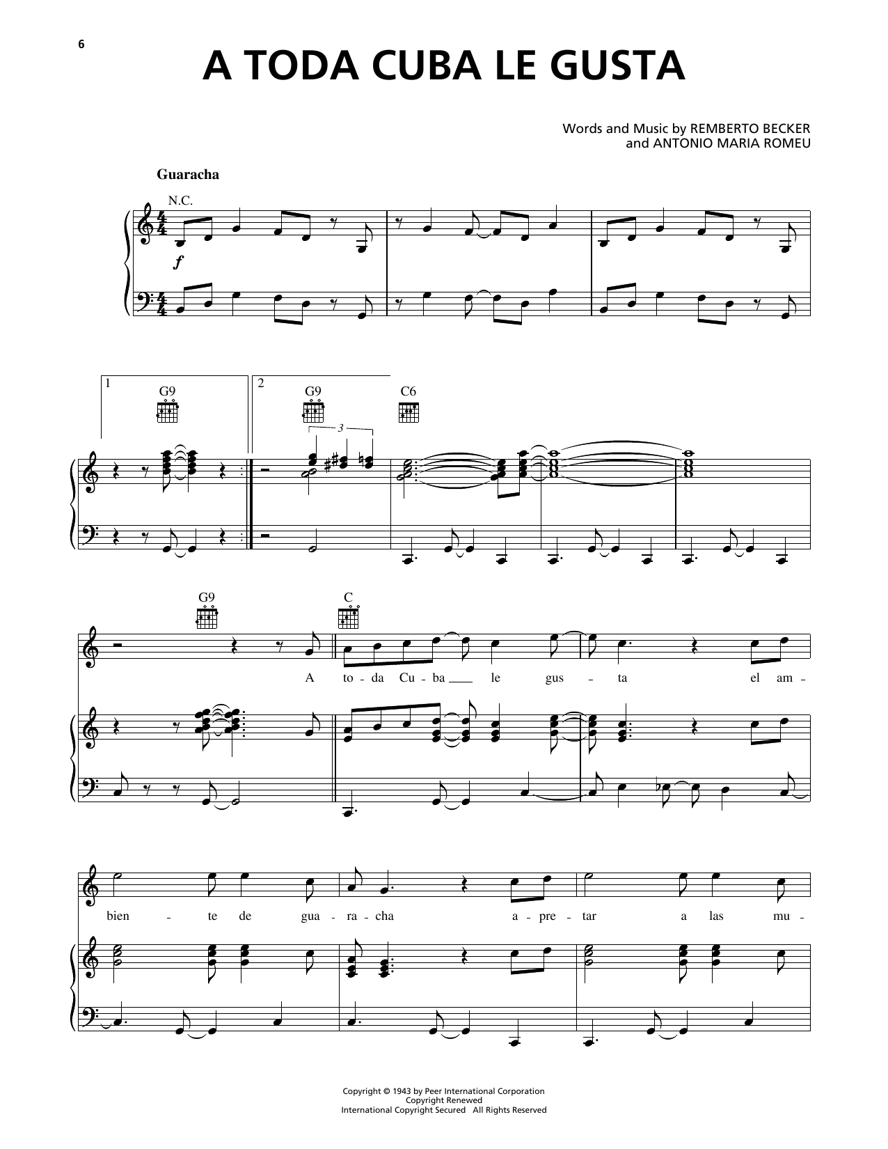 Download Afro-Cuban All Stars A Toda Cuba Le Gusta Sheet Music and learn how to play Piano, Vocal & Guitar Chords (Right-Hand Melody) PDF digital score in minutes