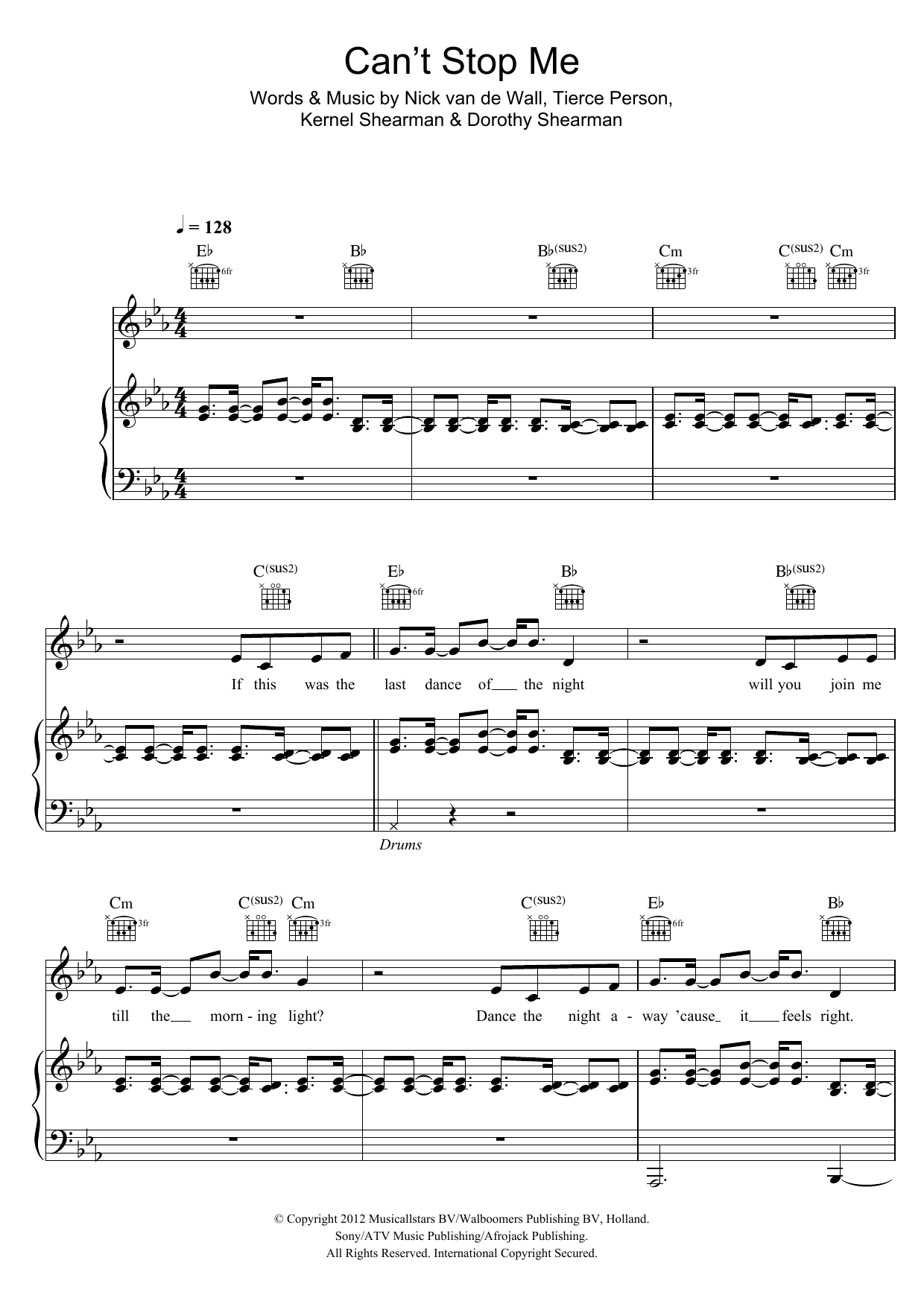 Download Afrojack Can't Stop Me Sheet Music and learn how to play Piano, Vocal & Guitar (Right-Hand Melody) PDF digital score in minutes