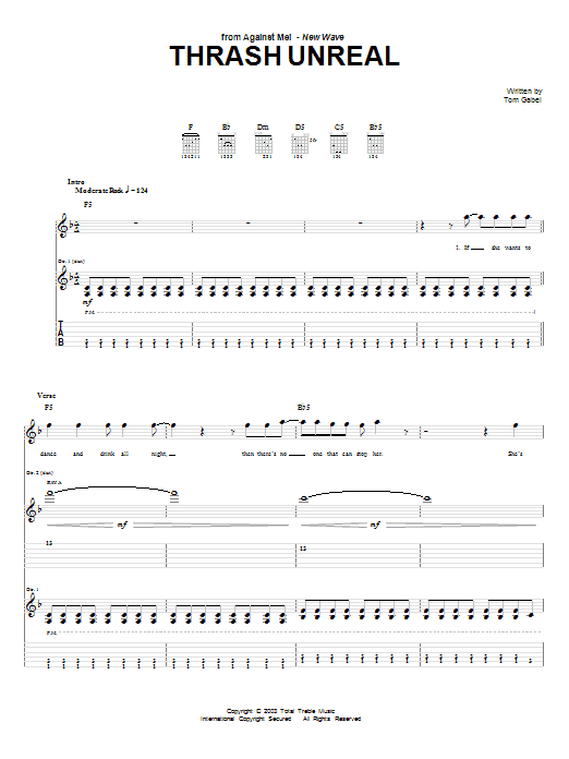 Download Against Me! Thrash Unreal Sheet Music and learn how to play Guitar Tab PDF digital score in minutes