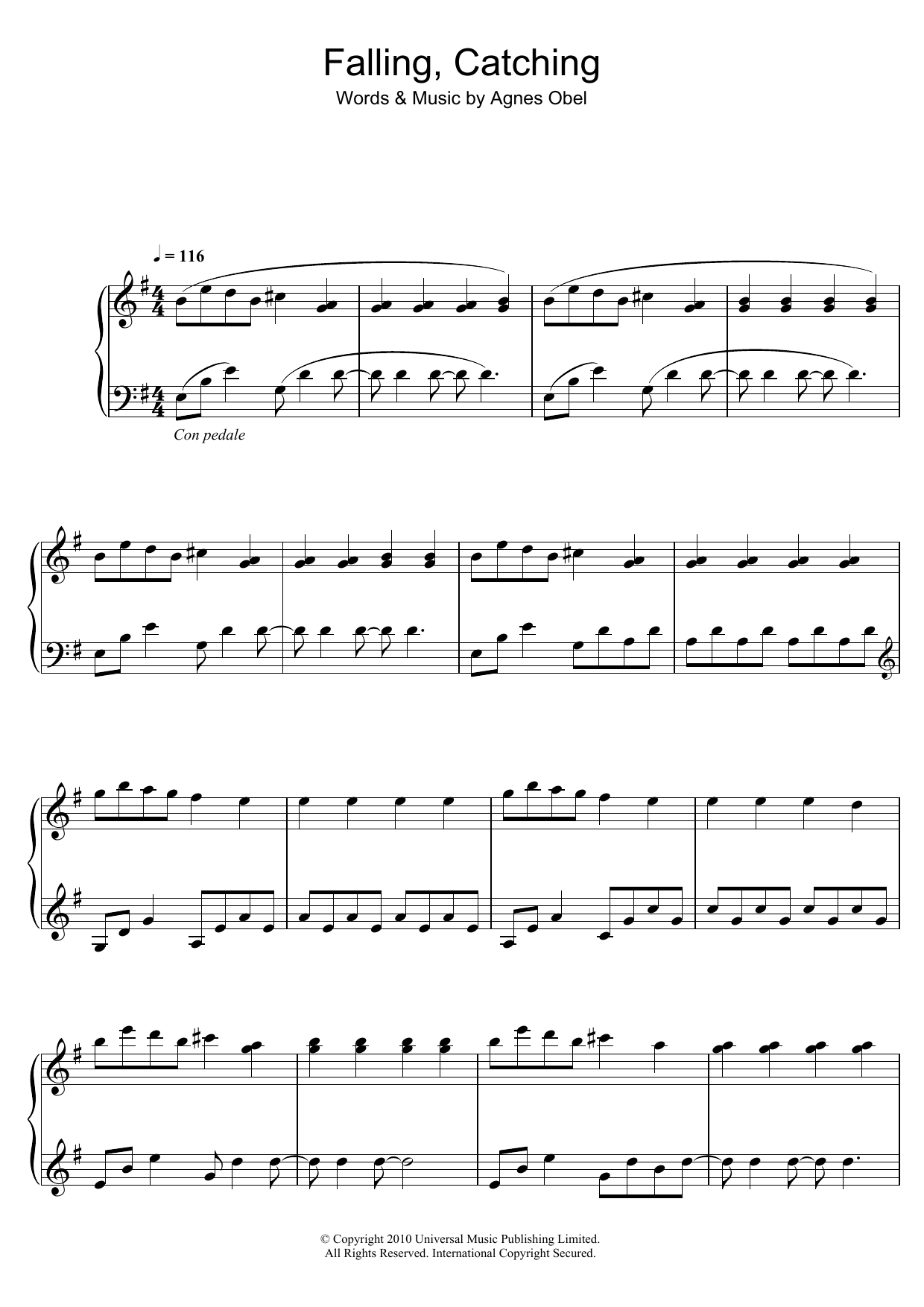 Download Agnes Obel Falling, Catching Sheet Music and learn how to play Piano PDF digital score in minutes