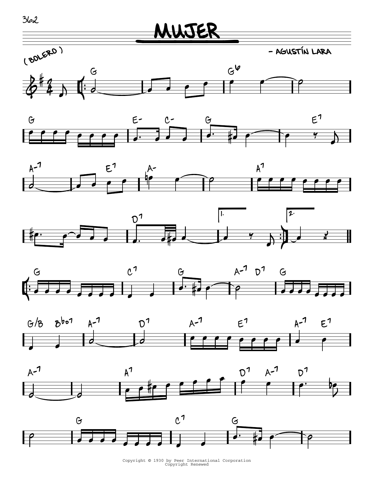 Download Agustin Lara Mujer Sheet Music and learn how to play Piano, Vocal & Guitar Chords (Right-Hand Melody) PDF digital score in minutes