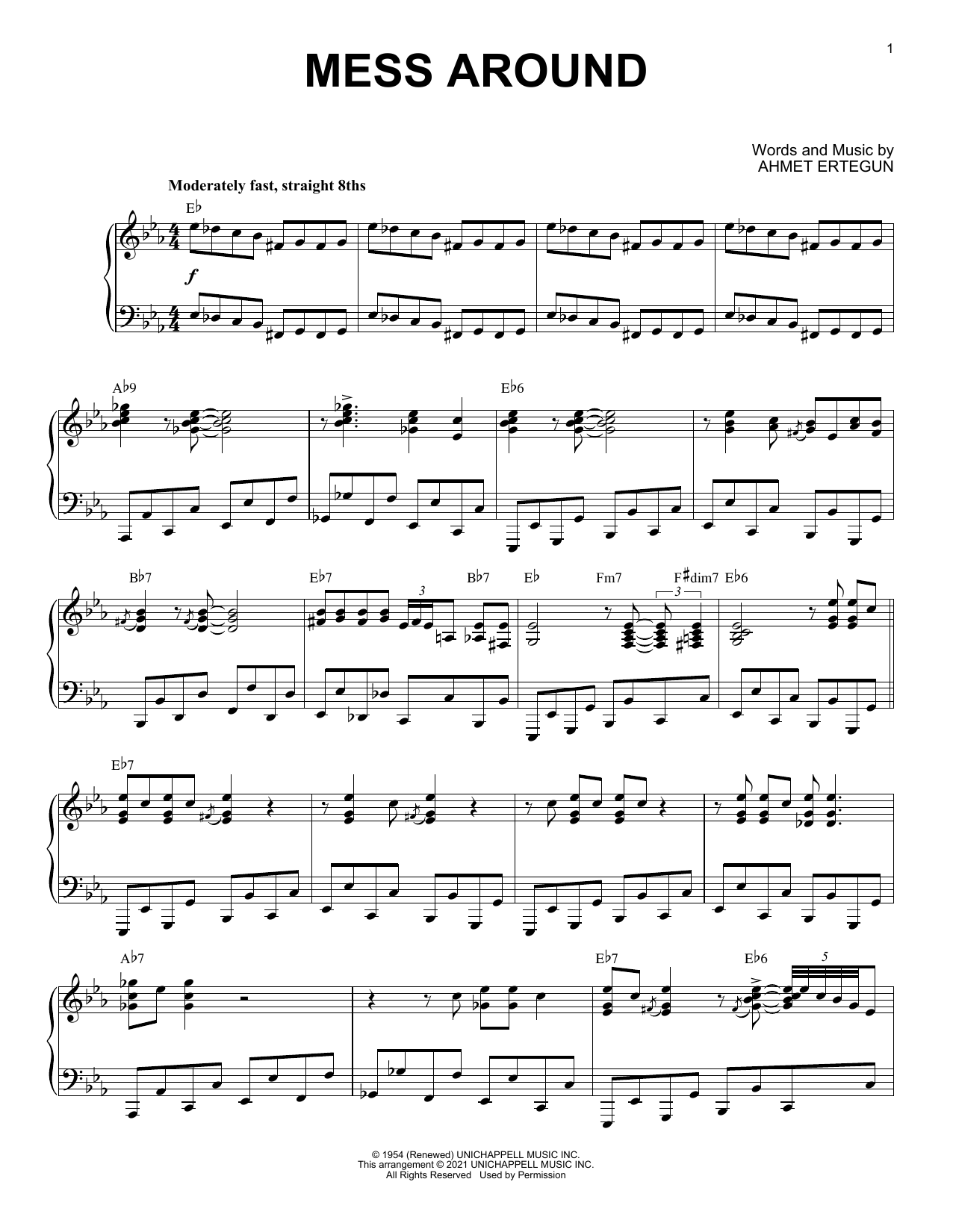 Download Ahmet Ertegun Mess Around (arr. Brent Edstrom) Sheet Music and learn how to play Piano Solo PDF digital score in minutes