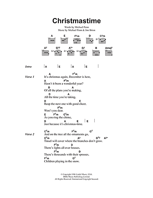 Download Aimee Mann Christmastime Sheet Music and learn how to play Lyrics & Chords PDF digital score in minutes