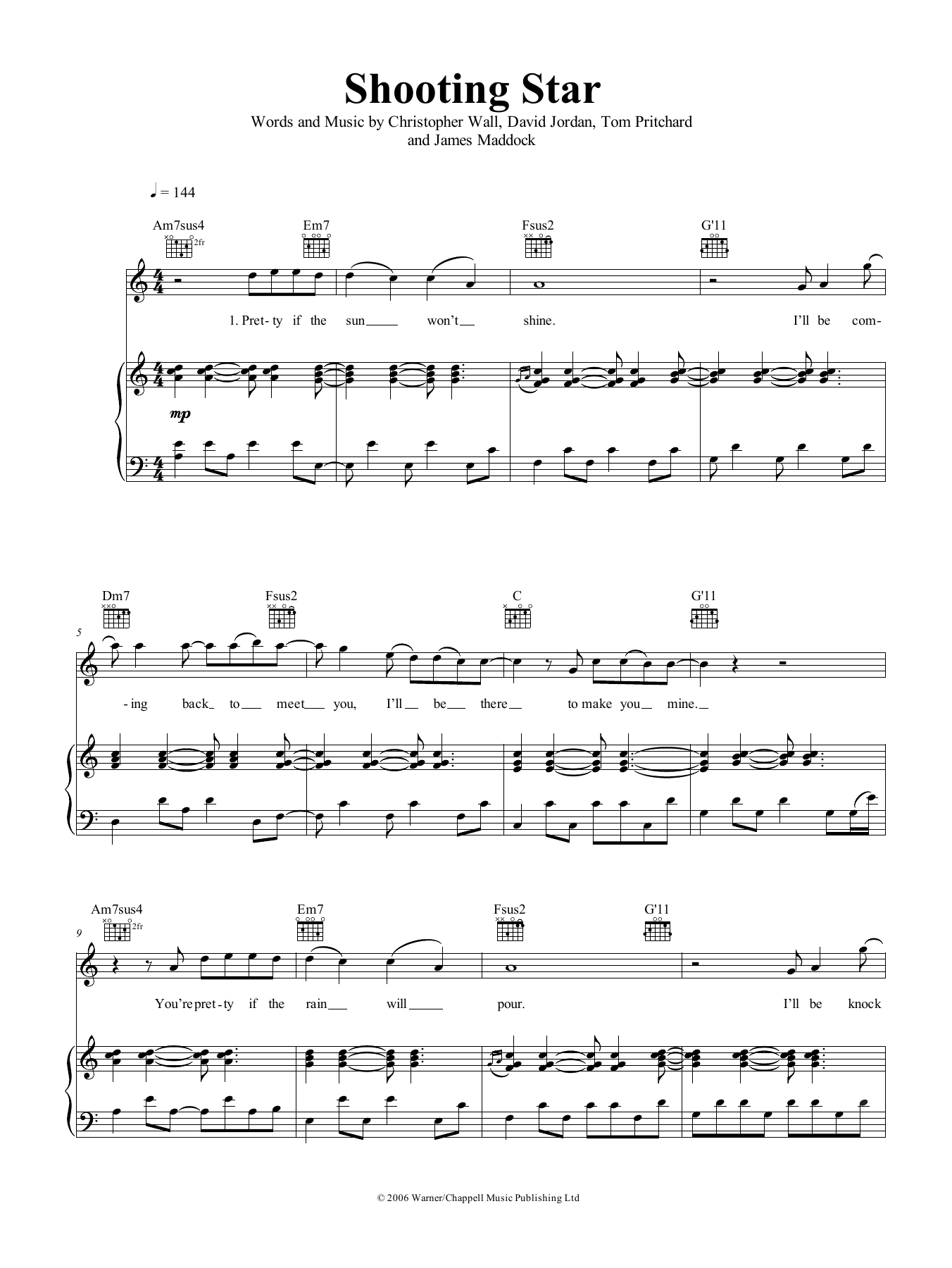 Download Air Traffic Shooting Star Sheet Music and learn how to play Piano, Vocal & Guitar (Right-Hand Melody) PDF digital score in minutes