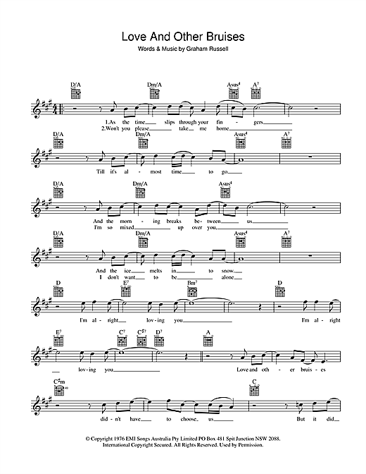 Air Supply Love And Other Bruises Sheet Music Notes Chords Melody Line Lyrics Chords Download Rock 39280 Pdf F c am g you are more than your scars and your bruises f c am g f c am g. sheet music notes at musicnotesbox
