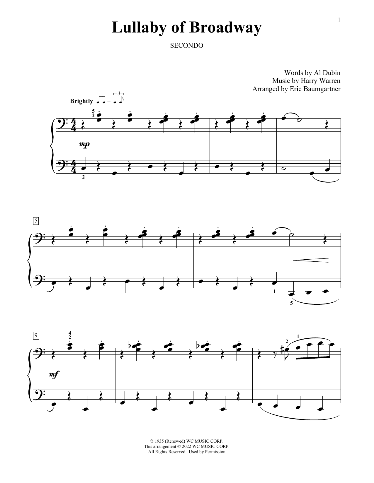 Download Al Dubin and Harry Warren Lullaby Of Broadway Sheet Music and learn how to play Piano Duet PDF digital score in minutes