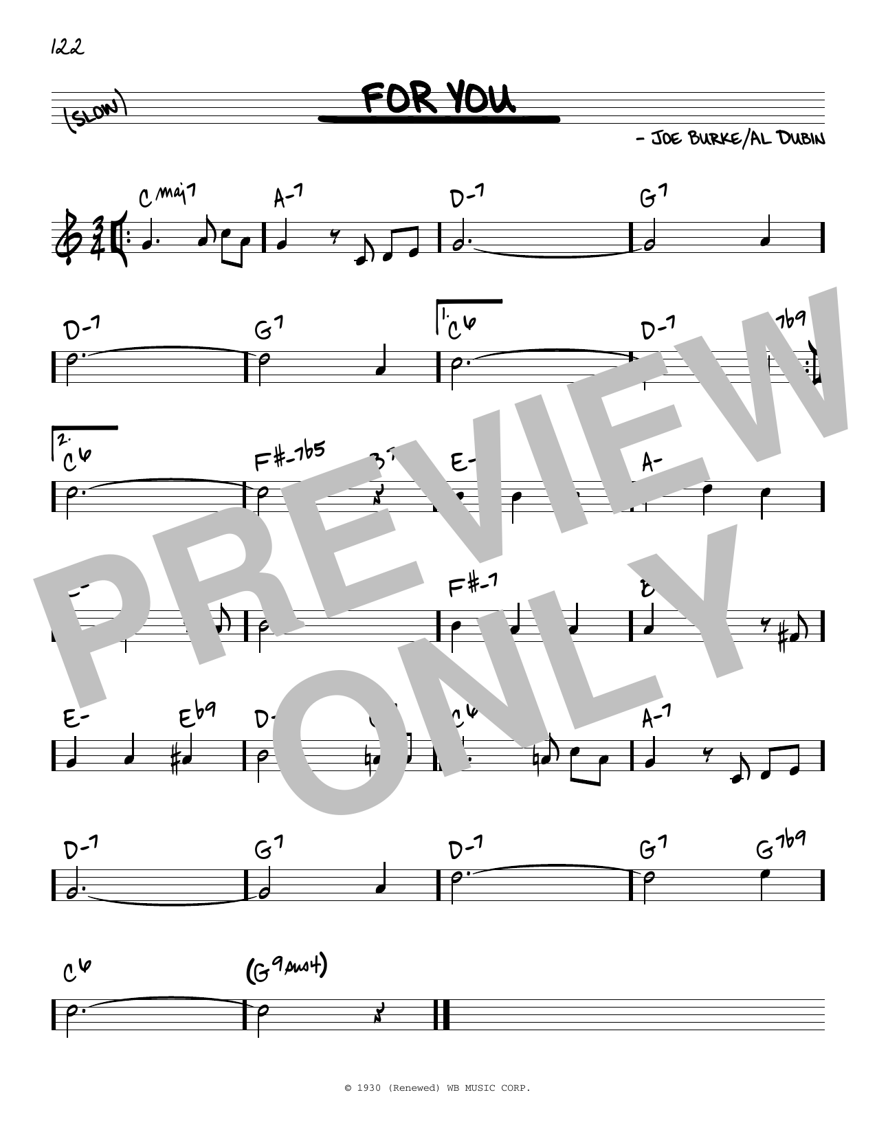 Download Al Dubin For You Sheet Music and learn how to play Real Book – Melody & Chords PDF digital score in minutes