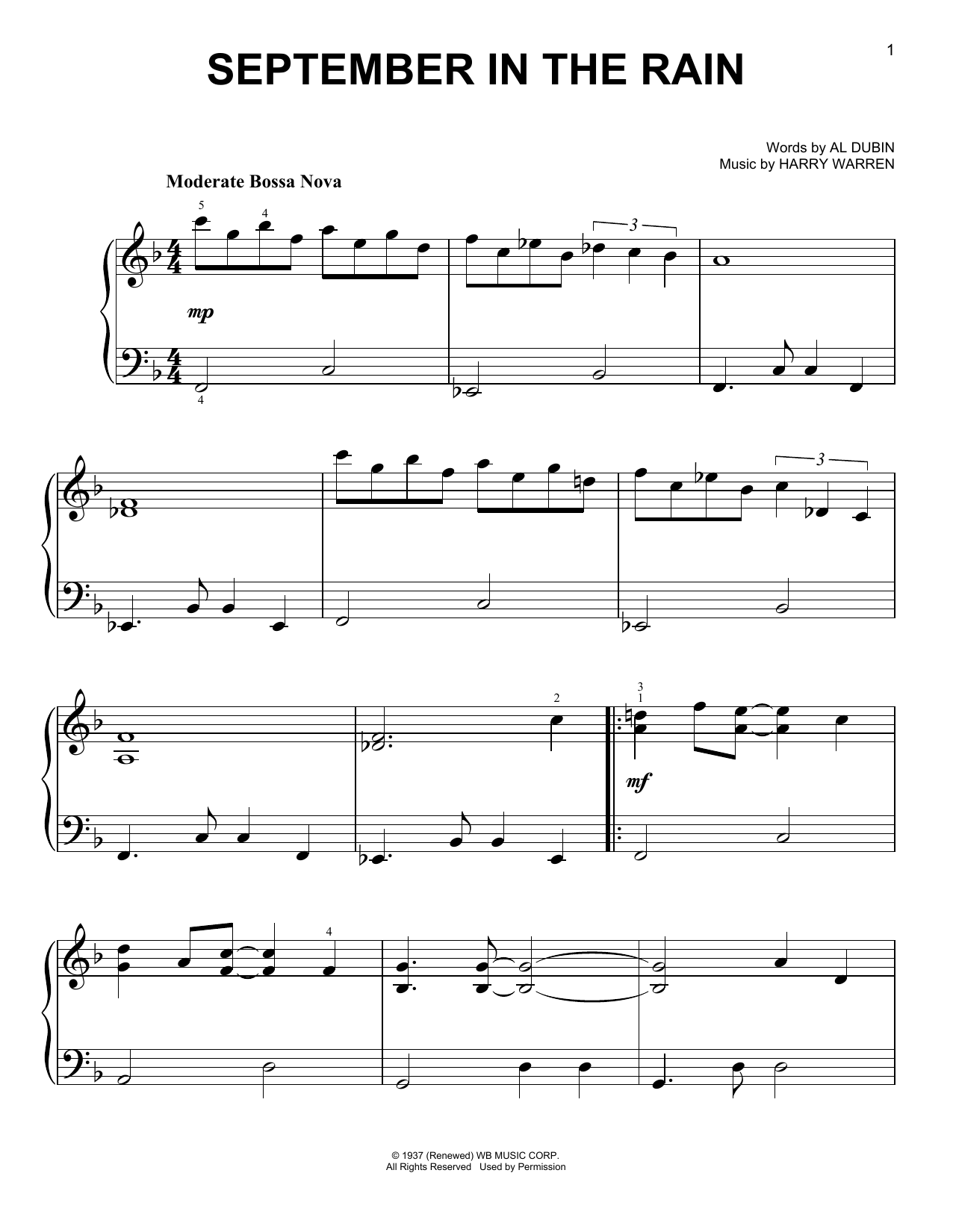 Download Al Dubin September In The Rain Sheet Music and learn how to play Easy Guitar Tab PDF digital score in minutes