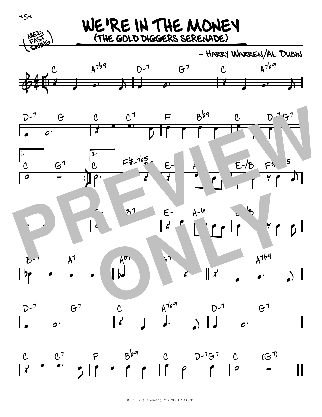Download Al Dubin We're In The Money (The Gold Diggers Serenade) Sheet Music and learn how to play Real Book – Melody & Chords PDF digital score in minutes
