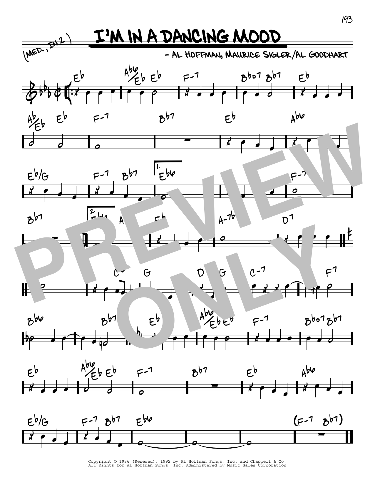 Download Al Goodhart I'm In A Dancing Mood Sheet Music and learn how to play Real Book – Melody & Chords PDF digital score in minutes
