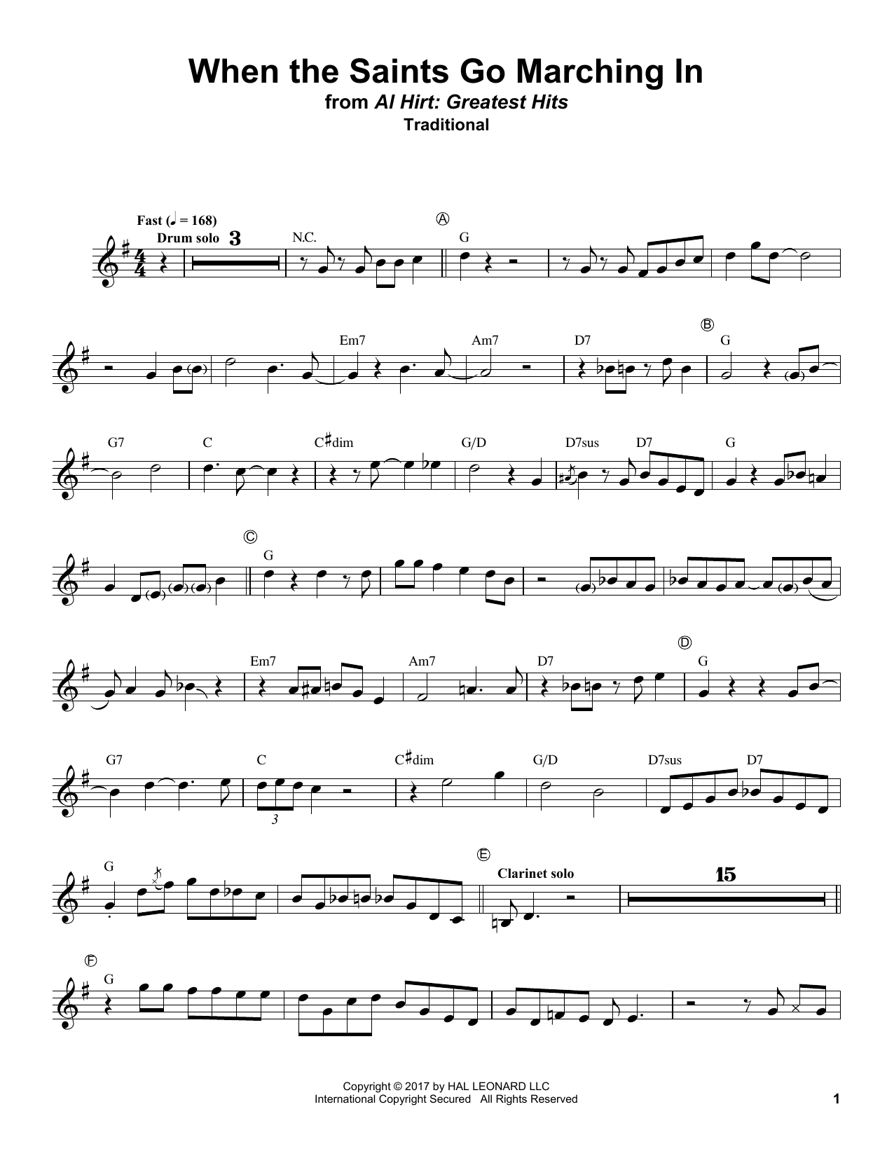 Download Traditional When The Saints Go Marching In Sheet Music and learn how to play Trumpet Transcription PDF digital score in minutes