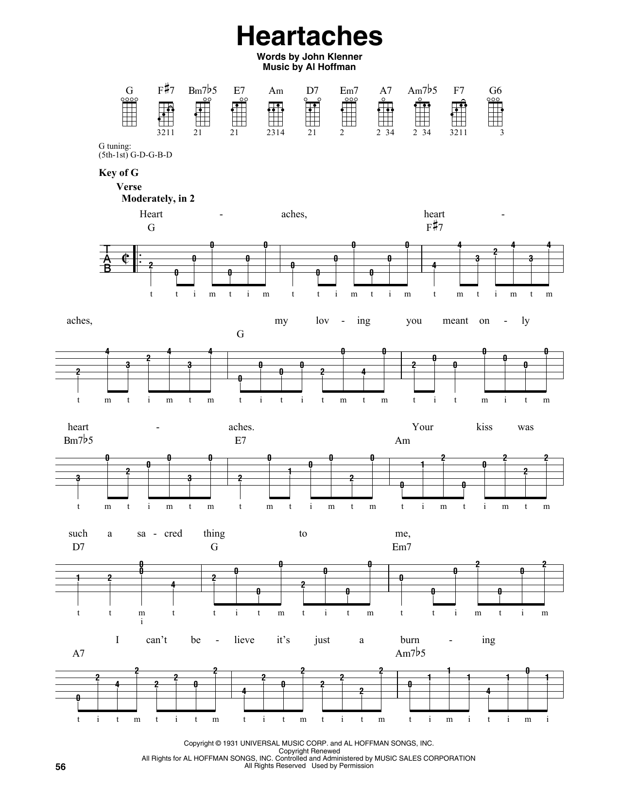 Download Al Hoffman Heartaches Sheet Music and learn how to play Banjo PDF digital score in minutes