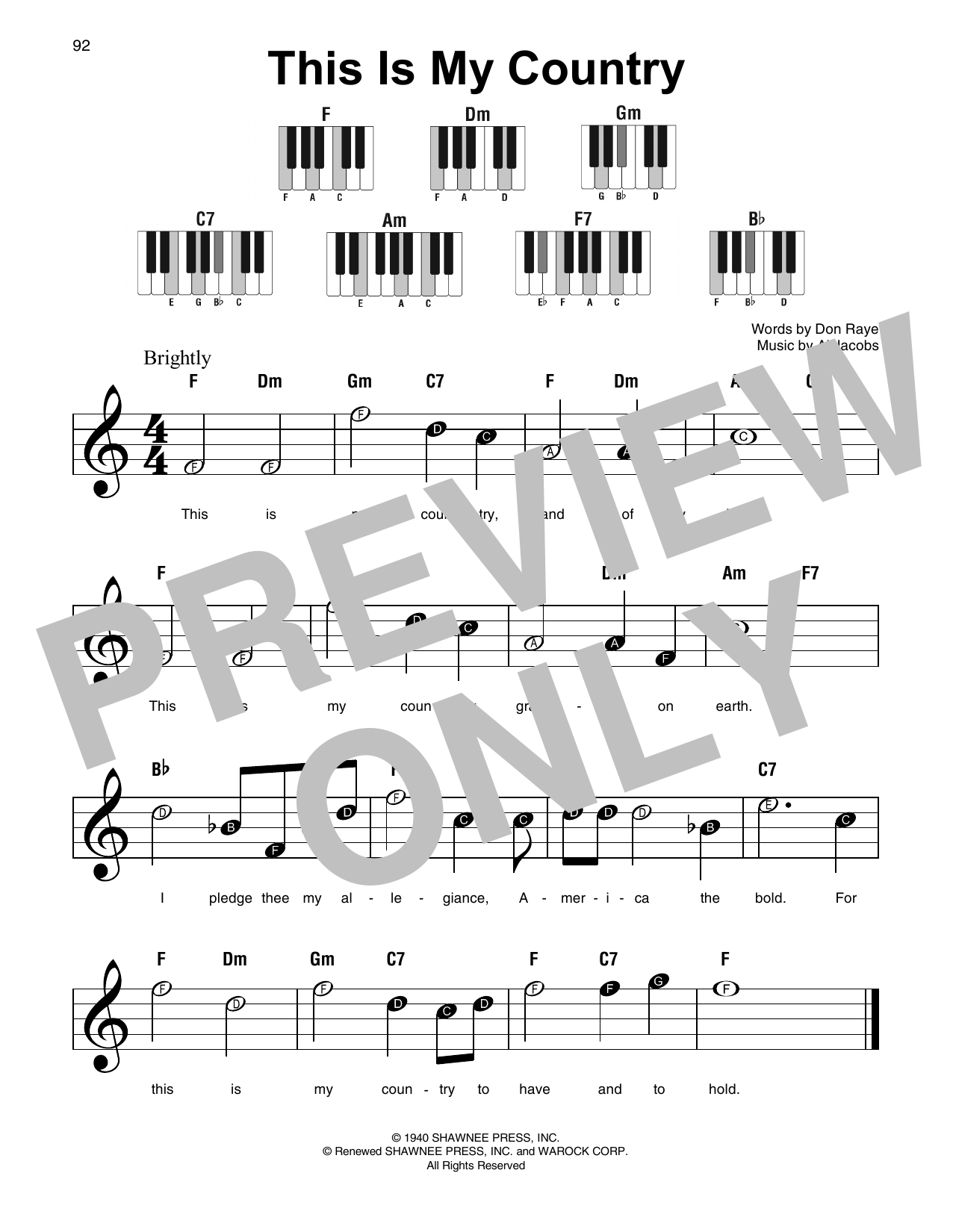 Download Al Jacobs This Is My Country Sheet Music and learn how to play SPREP PDF digital score in minutes