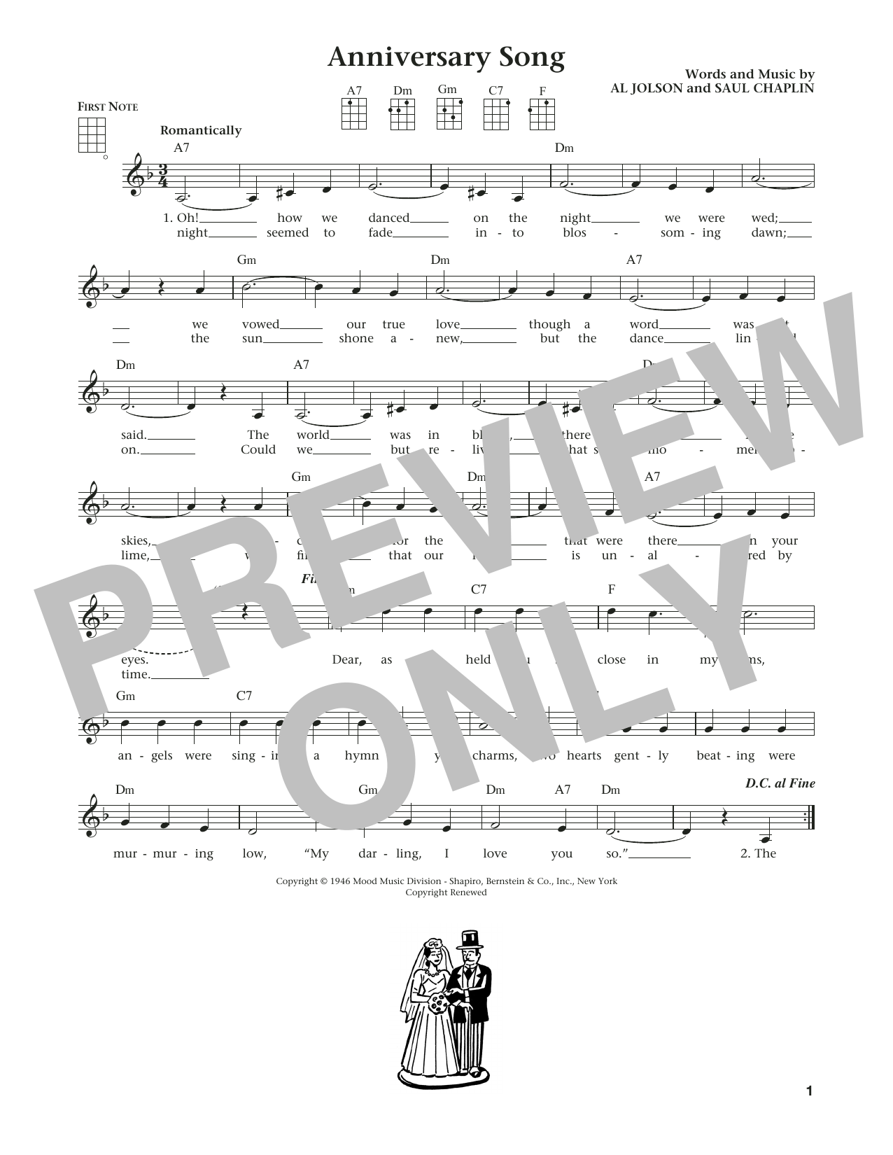 Download Saul Chaplin Anniversary Song Sheet Music and learn how to play Ukulele PDF digital score in minutes