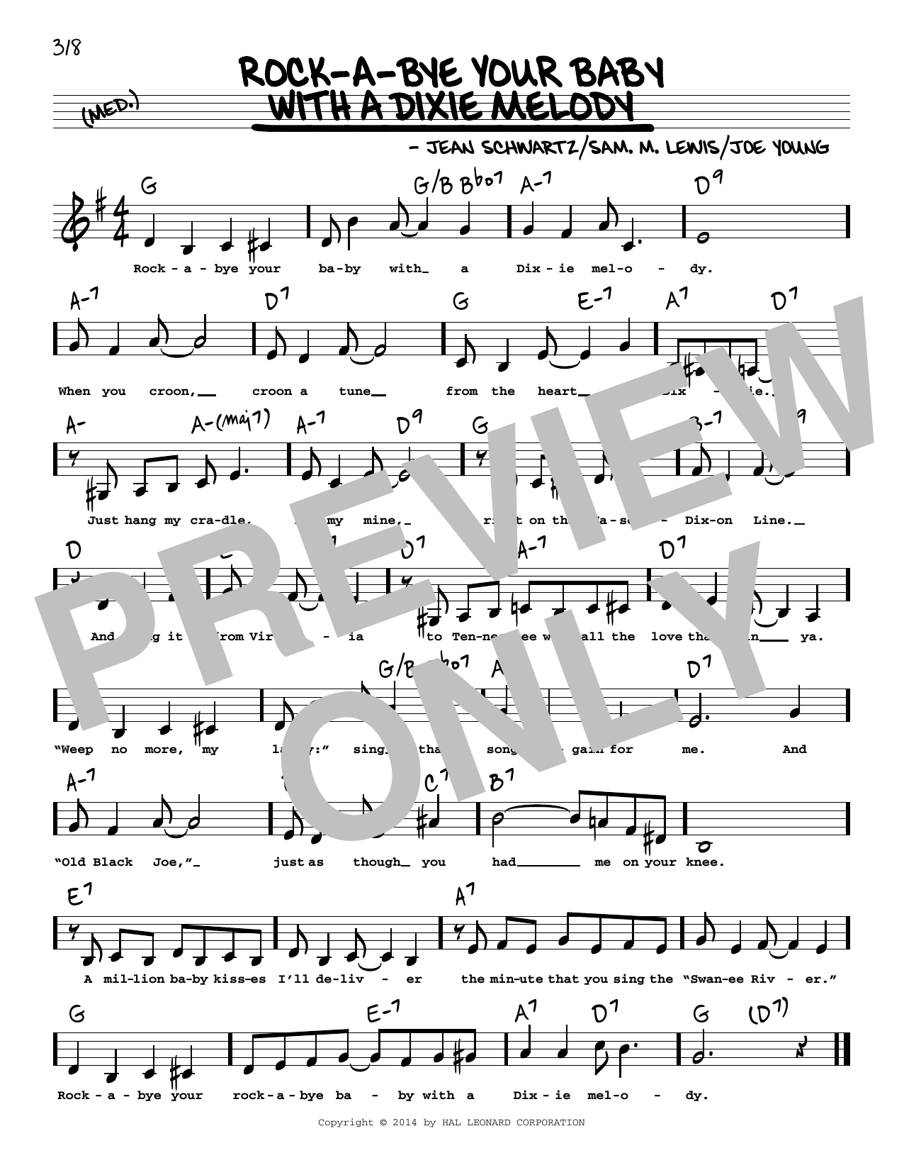 Download Al Jolson Rock-A-Bye Your Baby With A Dixie Melody (Low Voice) Sheet Music and learn how to play Real Book – Melody, Lyrics & Chords PDF digital score in minutes