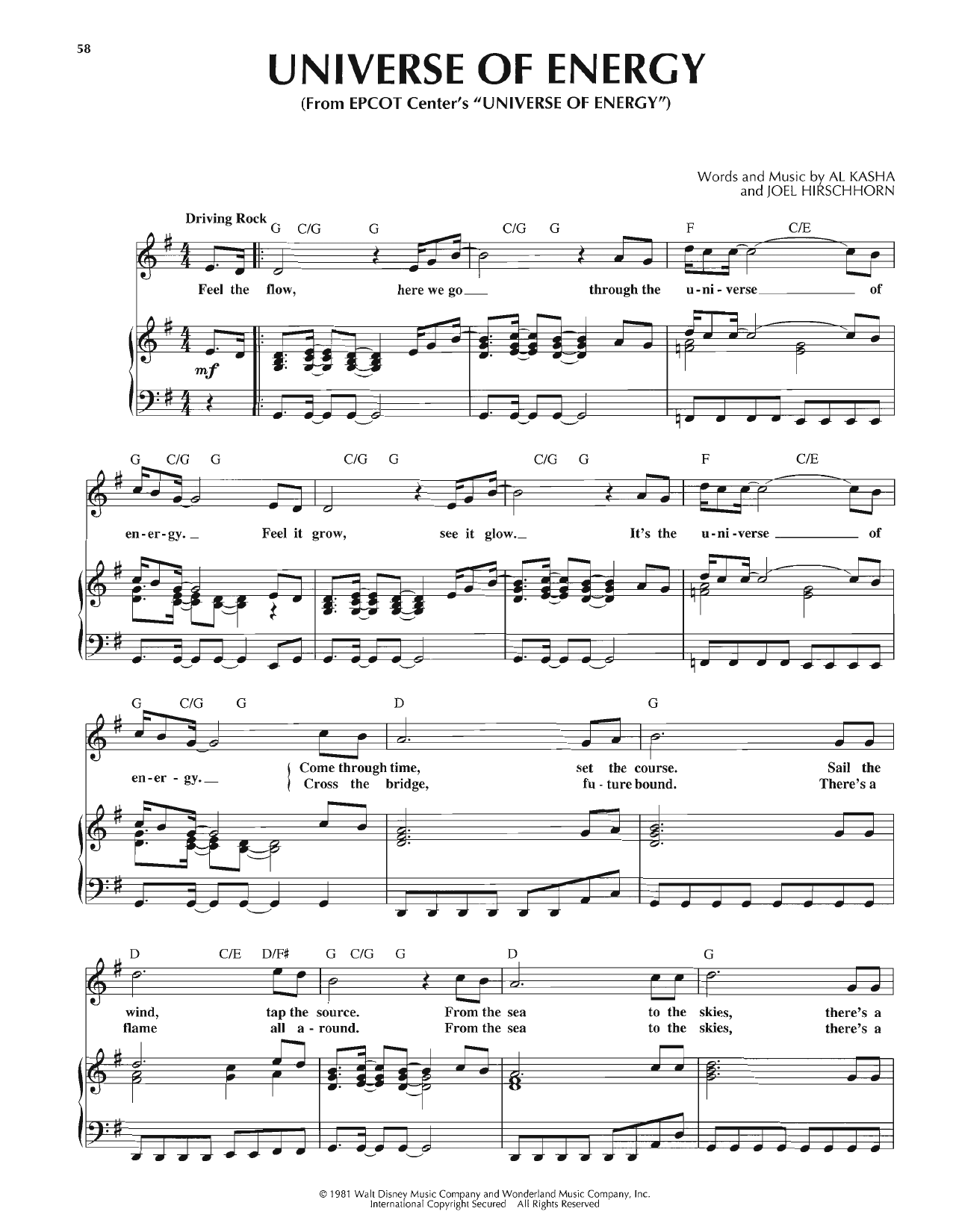 Download Al Kasha Universe Of Energy Sheet Music and learn how to play Piano, Vocal & Guitar Chords (Right-Hand Melody) PDF digital score in minutes