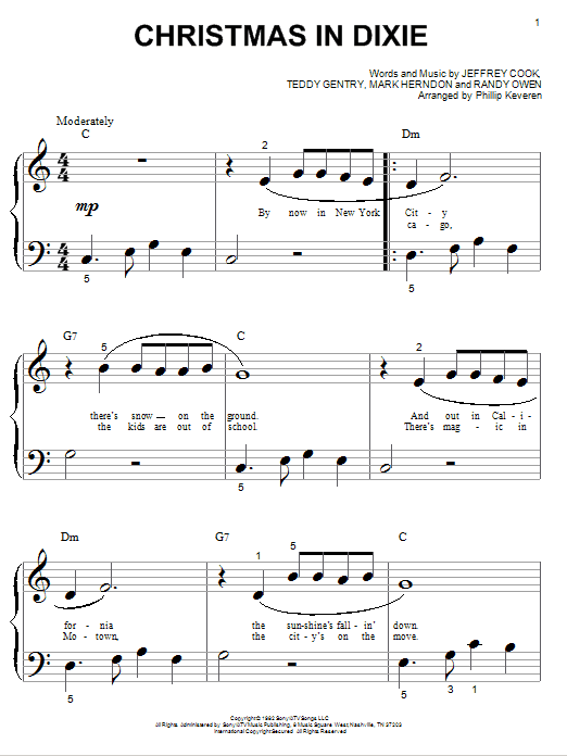 Download Alabama Christmas In Dixie Sheet Music and learn how to play Piano (Big Notes) PDF digital score in minutes