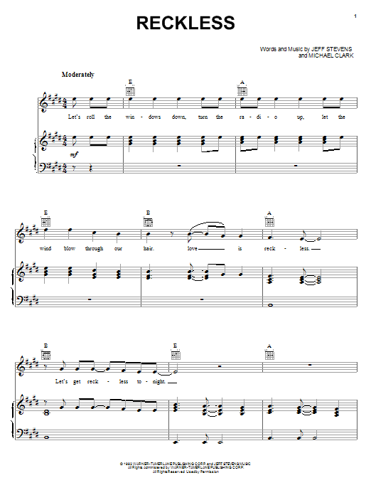 Download Alabama Reckless Sheet Music and learn how to play Piano, Vocal & Guitar (Right-Hand Melody) PDF digital score in minutes