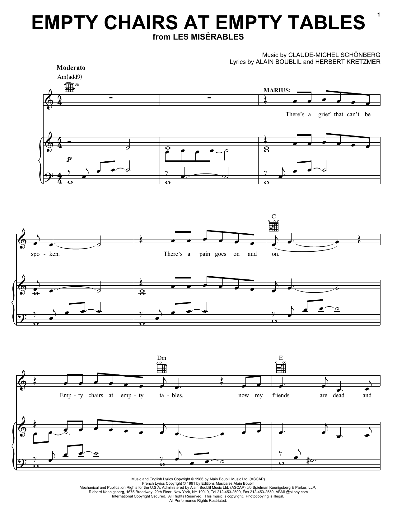 Download Boublil and Schonberg Empty Chairs At Empty Tables (from Les Miserables) Sheet Music and learn how to play Keyboard PDF digital score in minutes