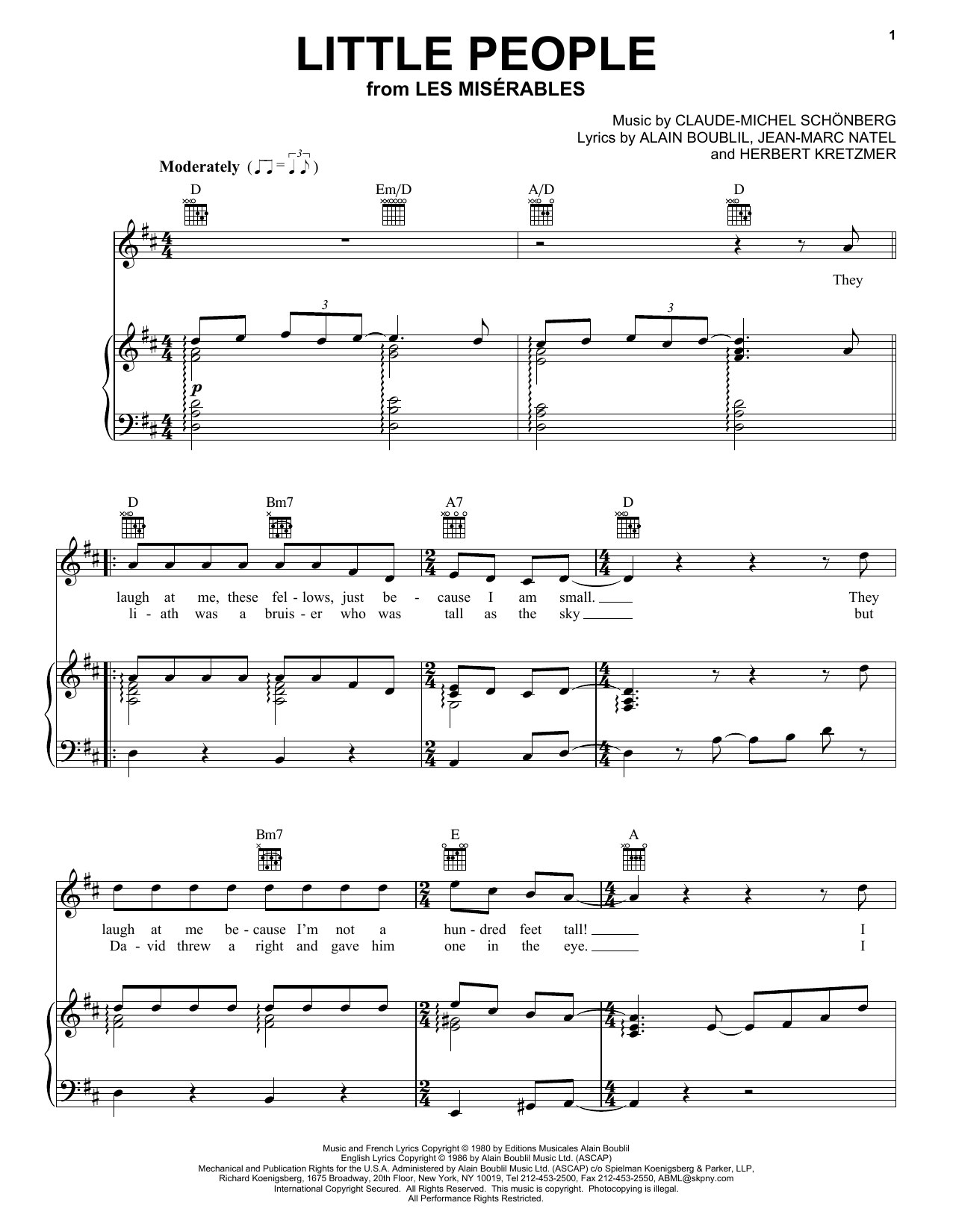 Download Boublil and Schonberg Little People (From Les Miserables) Sheet Music and learn how to play Piano, Vocal & Guitar PDF digital score in minutes