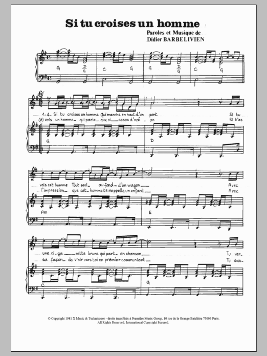 Download Alain Turban Si Tu Croises Un Homme Sheet Music and learn how to play Piano & Vocal PDF digital score in minutes