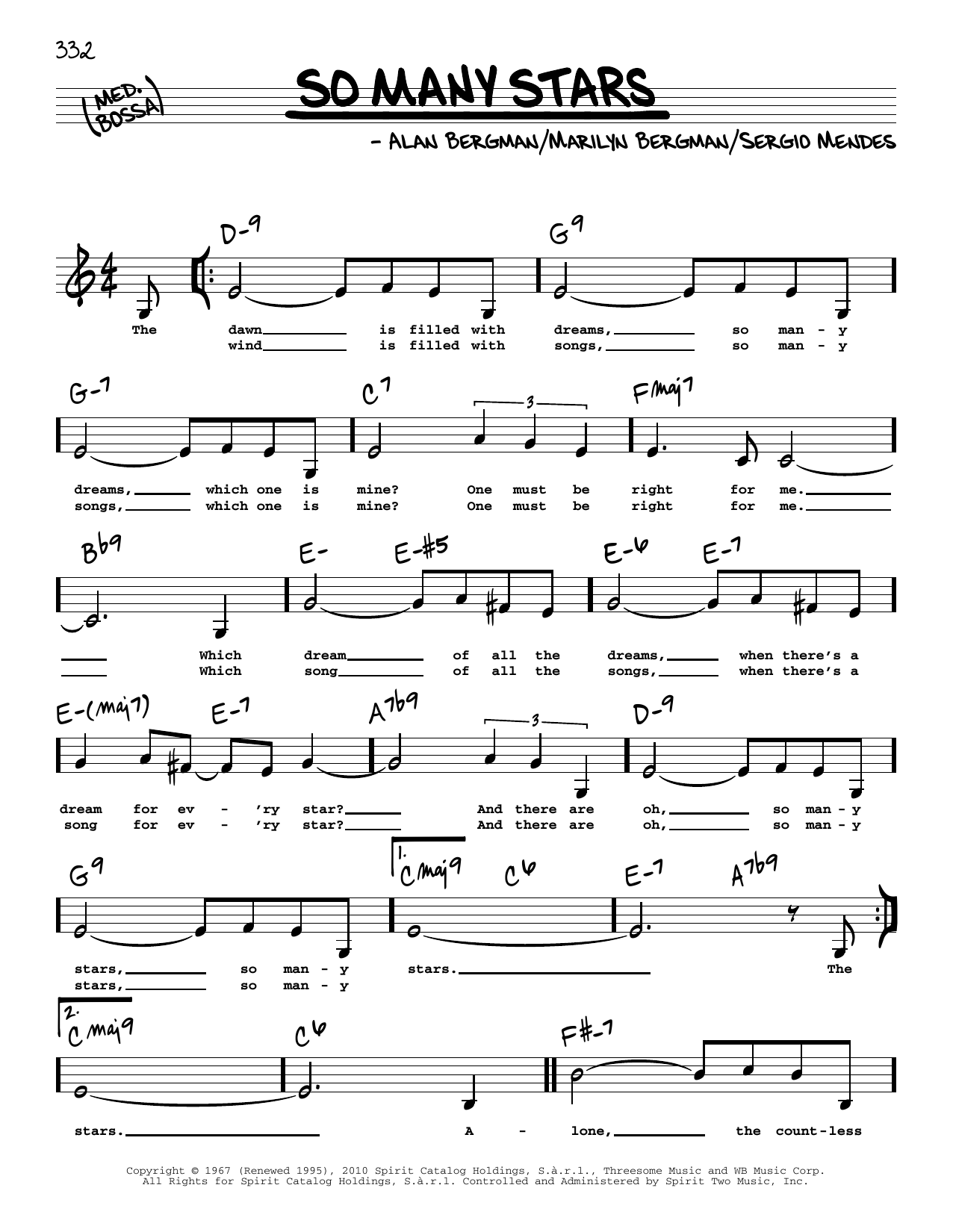 Download Alan Bergman So Many Stars (Low Voice) Sheet Music and learn how to play Real Book – Melody, Lyrics & Chords PDF digital score in minutes