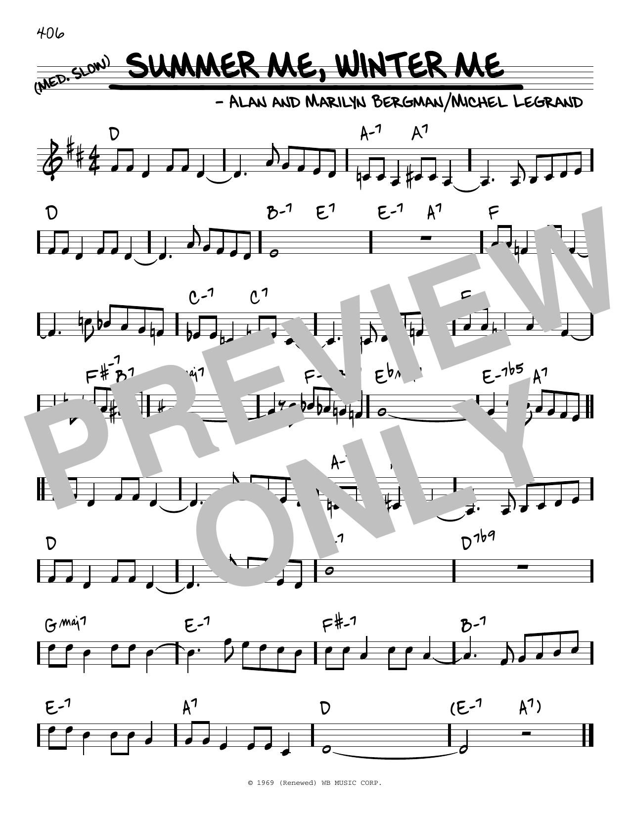 Download Alan Bergman Summer Me, Winter Me Sheet Music and learn how to play Real Book – Melody & Chords PDF digital score in minutes