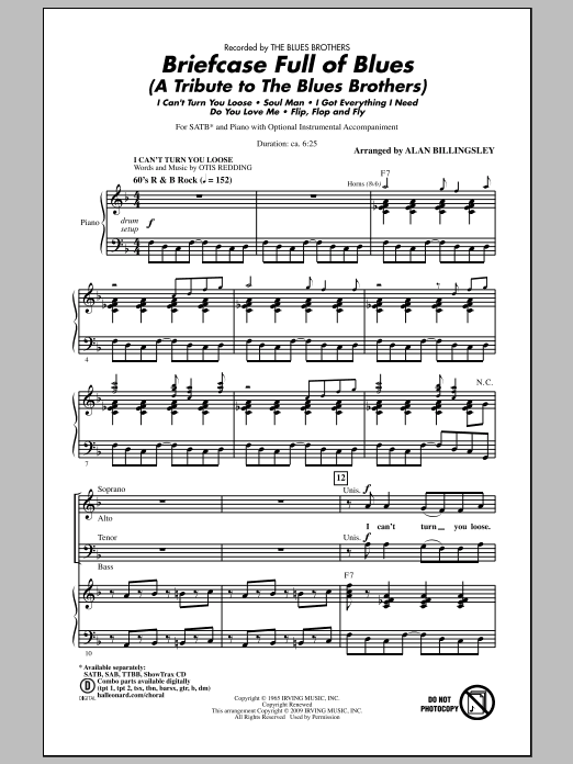 Download Alan Billingsley Briefcase Full Of Blues (A Tribute to the Blues Brothers) Sheet Music and learn how to play SATB Choir PDF digital score in minutes