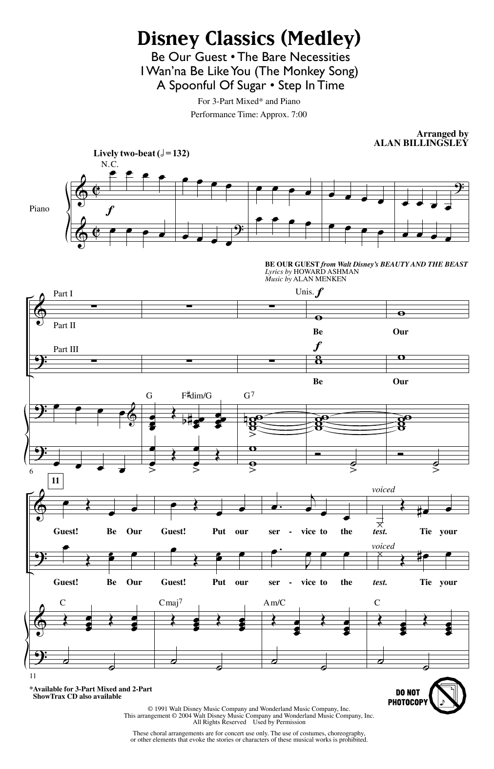 Download Alan Billingsley Disney Classics (Medley) Sheet Music and learn how to play 2-Part Choir PDF digital score in minutes