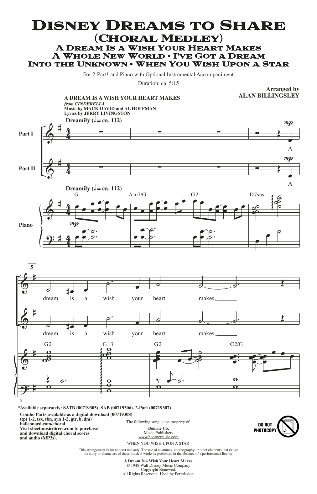 Download Alan Billingsley Disney Dreams To Share (Choral Medley) Sheet Music and learn how to play SATB Choir PDF digital score in minutes
