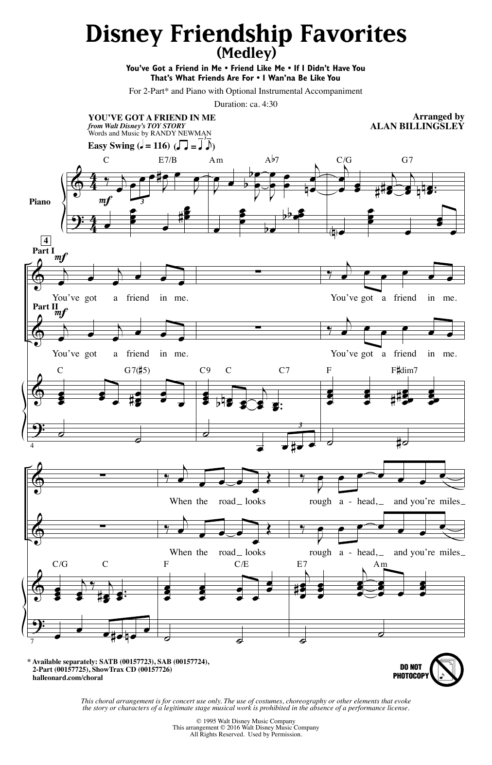Download Alan Billingsley Disney Friendship Favorites (Medley) Sheet Music and learn how to play SAB PDF digital score in minutes