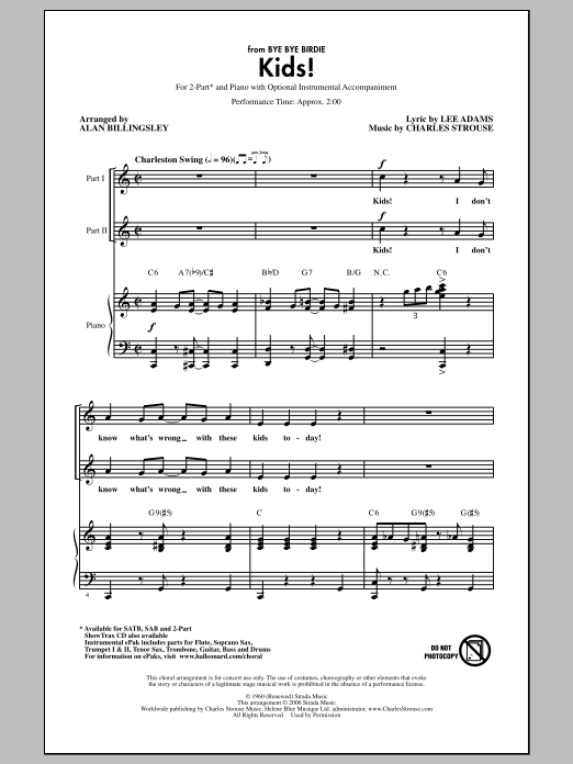 Download Alan Billingsley Kids! Sheet Music and learn how to play 2-Part Choir PDF digital score in minutes