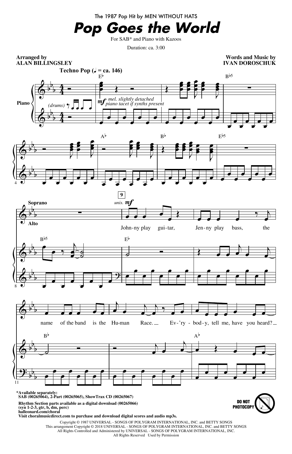 Download Alan Billingsley Pop Goes The World Sheet Music and learn how to play 2-Part Choir PDF digital score in minutes