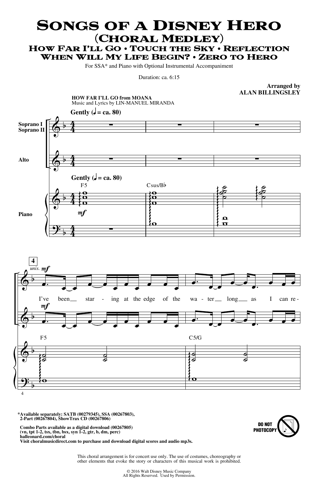 Download Alan Billingsley Songs of a Disney Hero Sheet Music and learn how to play SSA Choir PDF digital score in minutes