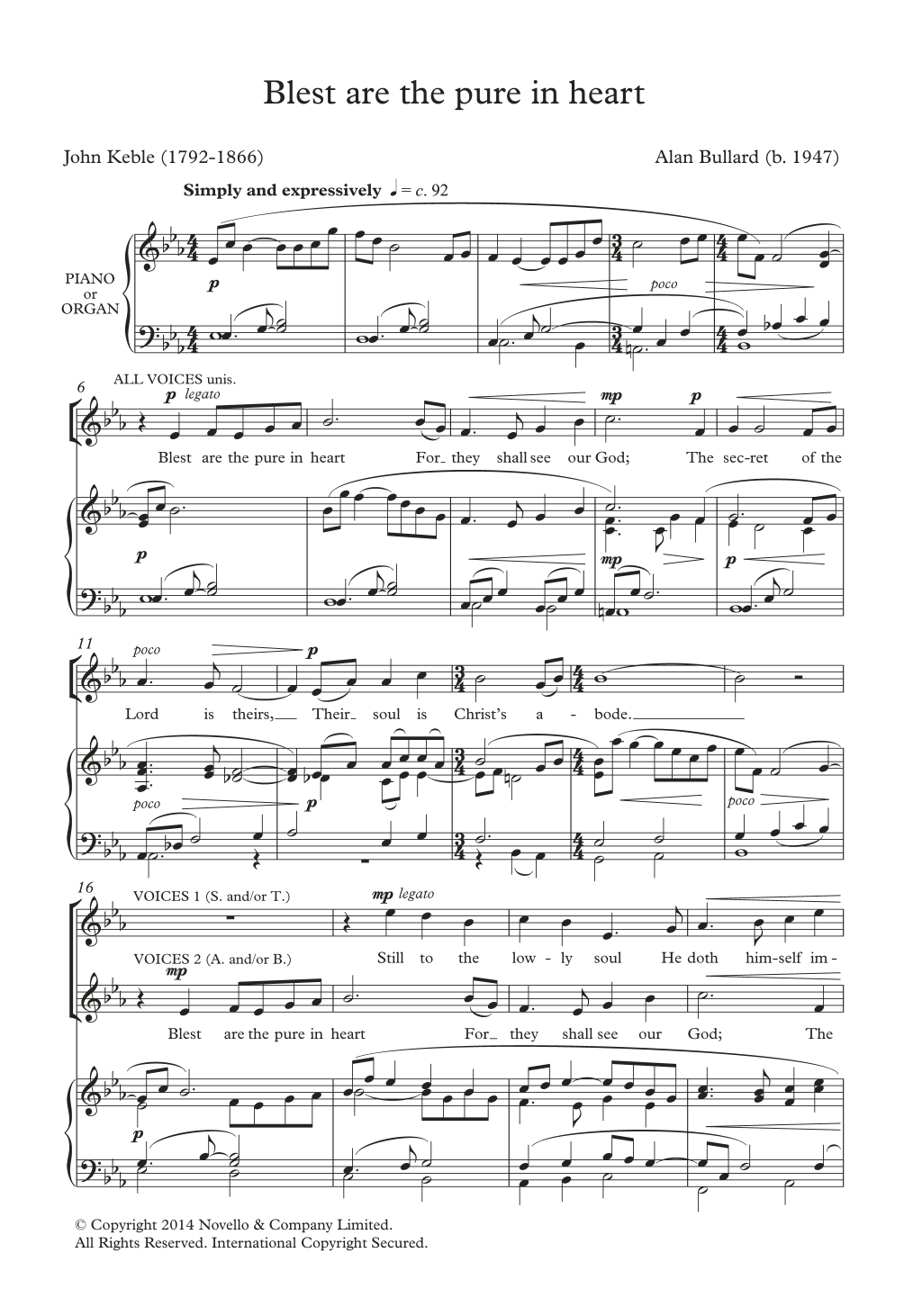 Download Alan Bullard Blest Are The Pure In Heart Sheet Music and learn how to play Choir PDF digital score in minutes