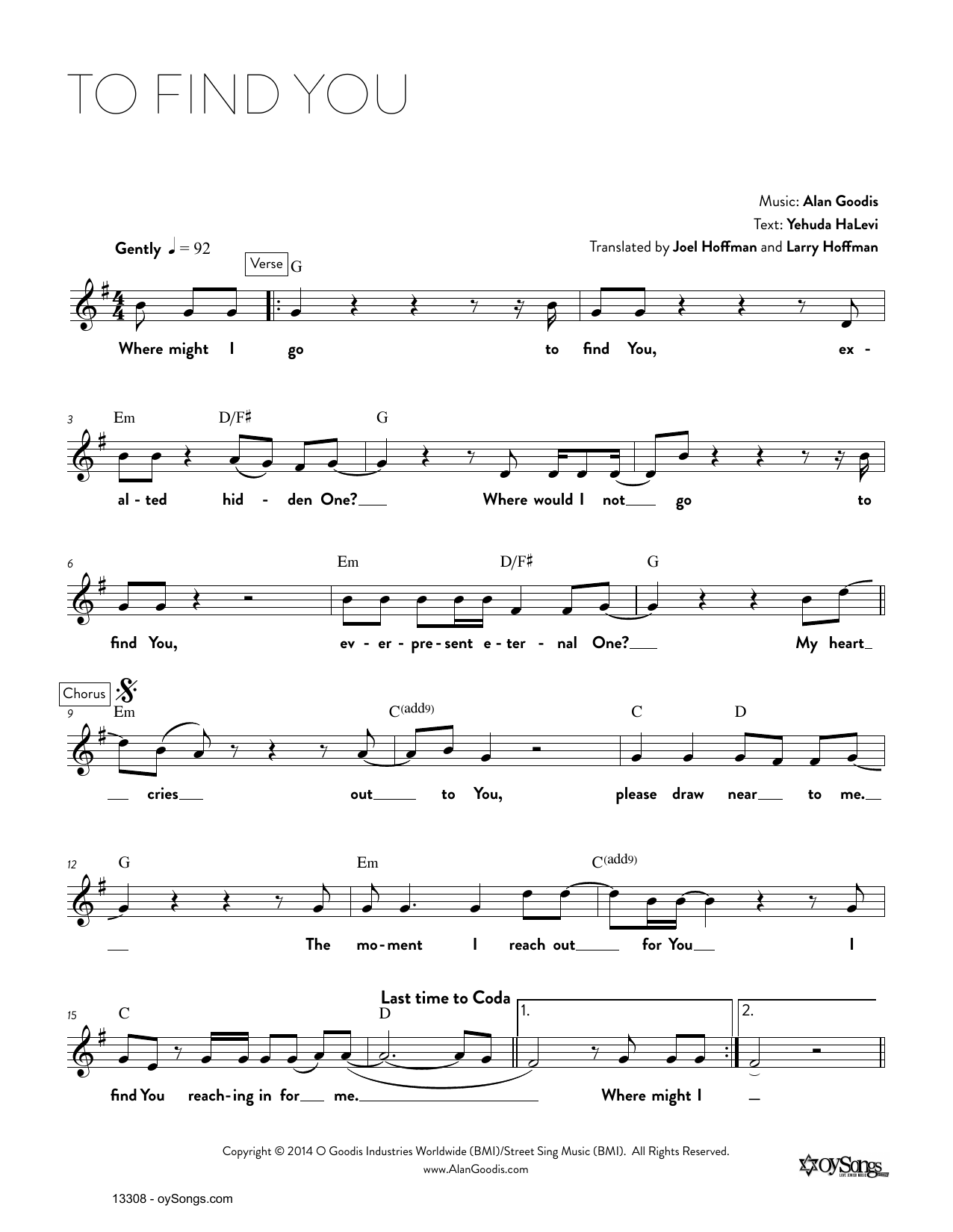 Download Alan Goodis To Find You Sheet Music and learn how to play Real Book – Melody, Lyrics & Chords PDF digital score in minutes
