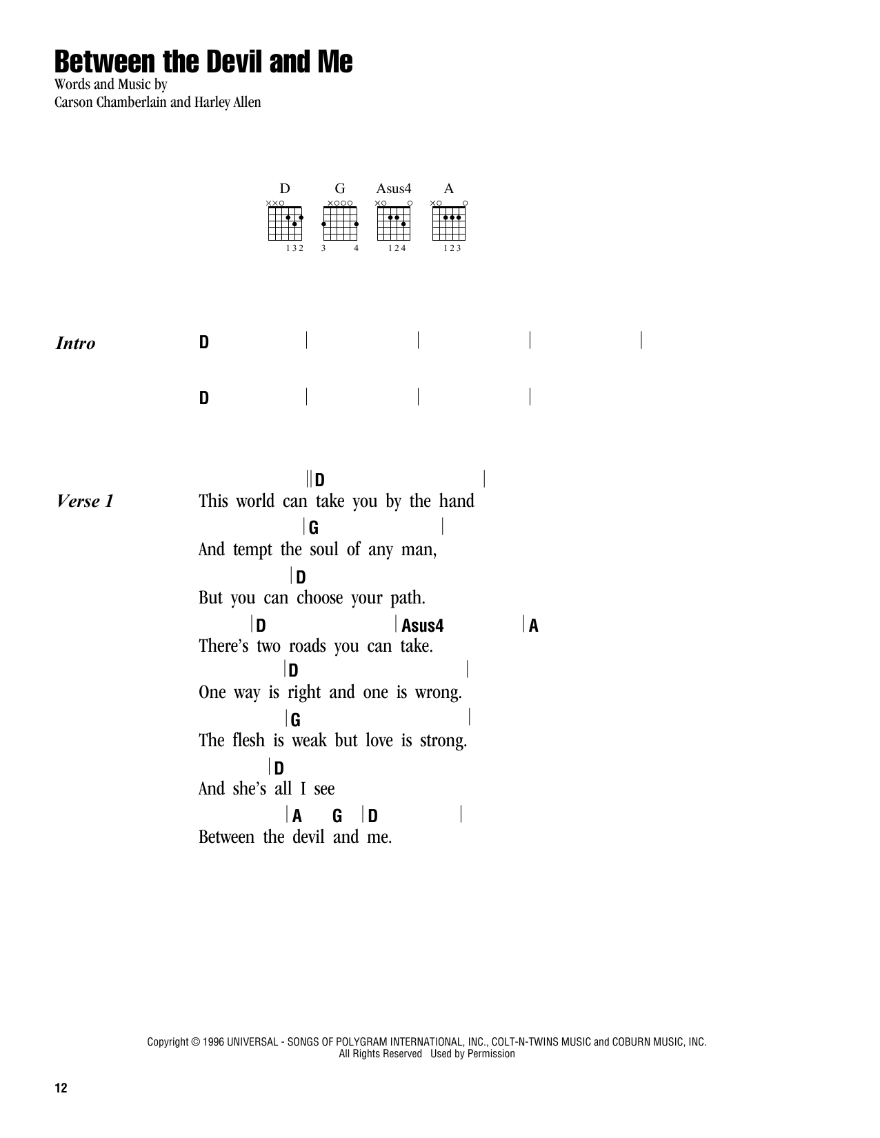 Download Alan Jackson Between The Devil And Me Sheet Music and learn how to play Lyrics & Chords PDF digital score in minutes