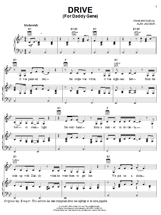 Download Alan Jackson Drive (For Daddy Gene) Sheet Music and learn how to play Harmonica PDF digital score in minutes