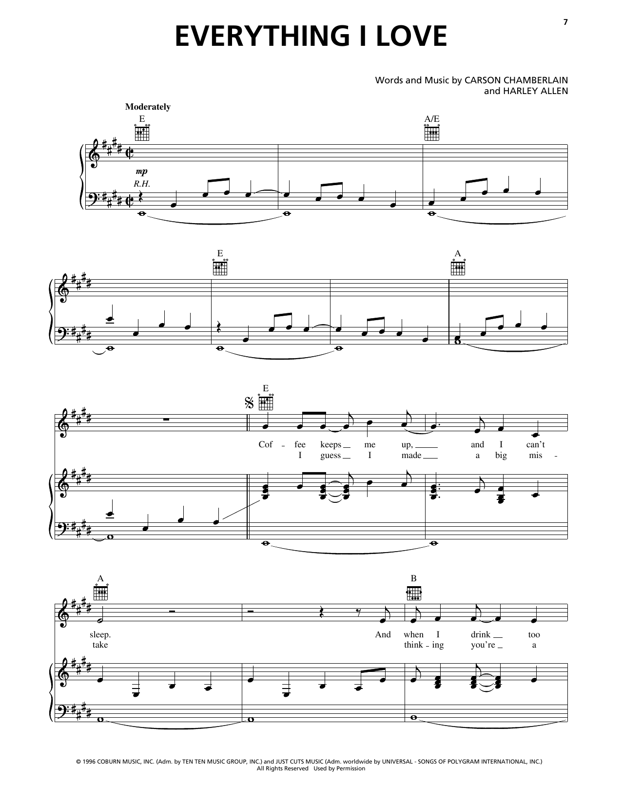 Download Alan Jackson Everything I Love Sheet Music and learn how to play Piano, Vocal & Guitar Chords (Right-Hand Melody) PDF digital score in minutes